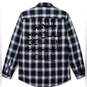 Anti Social Social Club Overwhelming Proof Flannel Black/White Large NWT